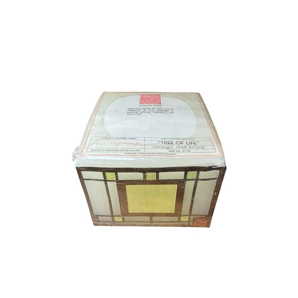 NOS Frank Lloyd Wright Tree of Life Square Pillar Candle Darwin Martin House